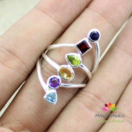 Gorgeous Valentine Ring,colorful Genuine Gemstones..