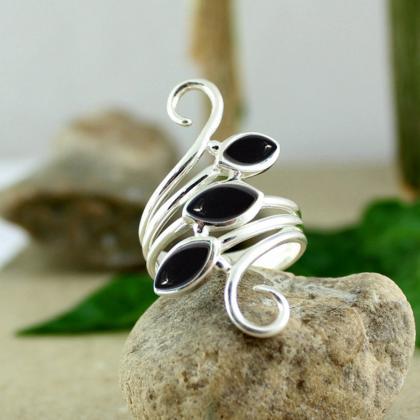 Cocktail Ring,solid 925 Sterling Silver Ring,three..