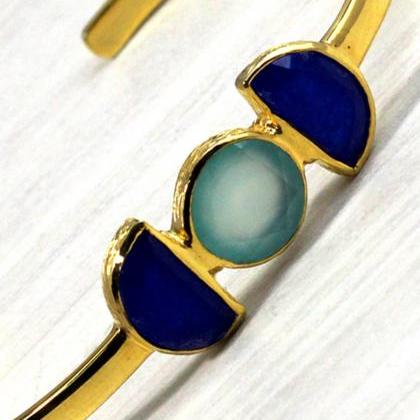 Aquamarine Bracelet,chalcedony Lapis Gemstone..