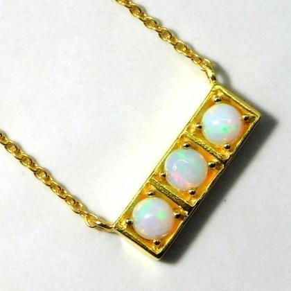 Three Opal Pendant Chain Necklace,welo Opal..