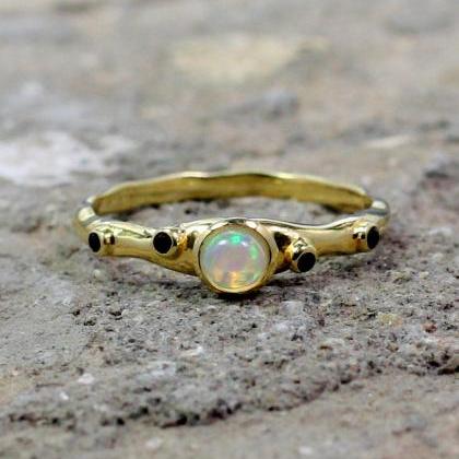 Natural Ethiopian Opal Ring,925 Sterling Silver..