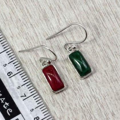 Cute Ruby Earring,emerald Silver Earring,handmade..