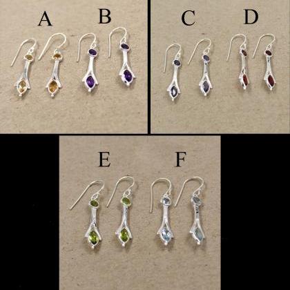 Multi Color Gemstone Drop Dangle Earring,solid 925..