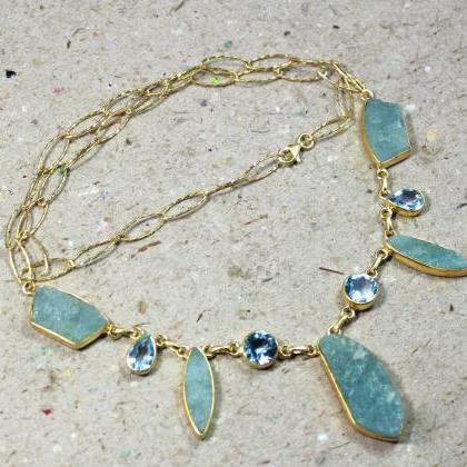Aquamarine & Blue Topaz Necklace..