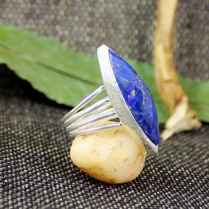 Lapis Lazuli Ring, Gemstone Ring, Wedding Ring,..