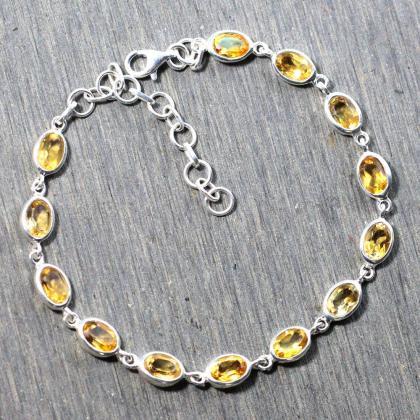 Natural Gemstones Bracelet,solid 925 Sterling..