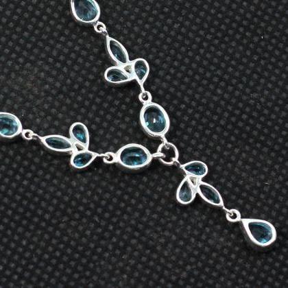 Sparkling Blue Topaz Necklace Earring Set,wedding..