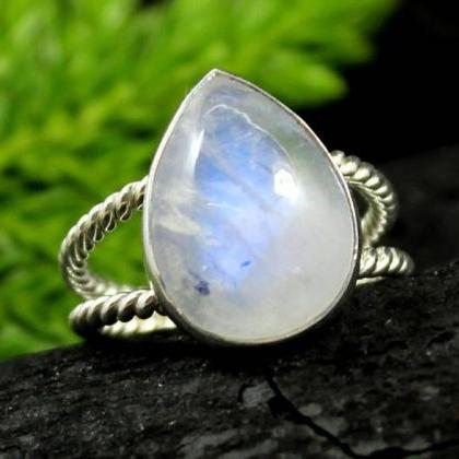 Moonstone Ring,925 Sterling Silver Jewelry..
