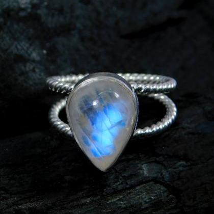 Moonstone Ring,925 Sterling Silver Jewelry..