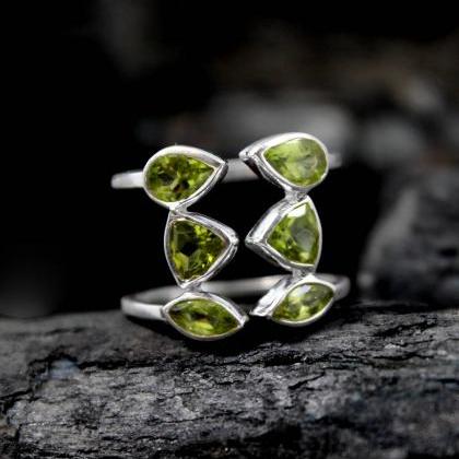 Gorgeous Real Gemstone Ring,925 Sterling Silver..