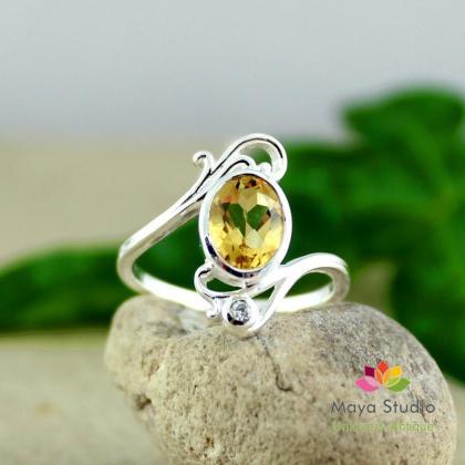 Natural Citrine Solitaire Ring,gift For Girl..