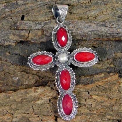 Bold Ruby Pendant,religious Faith Jewelry,solid..