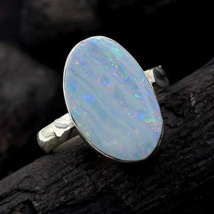 Natural Australian Opal Doublet Ring,men/ Women..