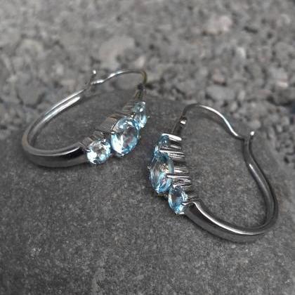 Magnificent Blue Topaz Hoop Earrings For Girl..