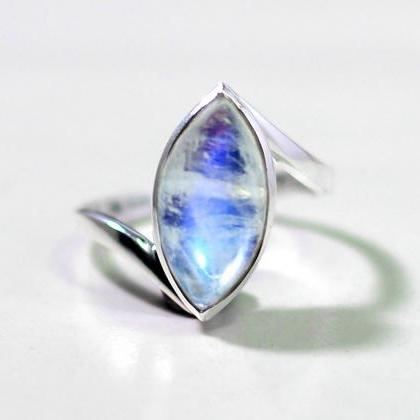 Stylish Natural Gemstone Ring,pure 925 Sterling..