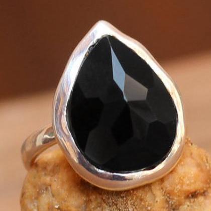 Black Onyx Genuine Gemstone 925 Sterling Silver..