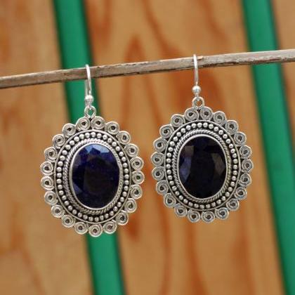 Blue Sapphire Earring,exquisite Traditional..