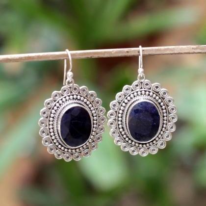Blue Sapphire Earring,exquisite Traditional..