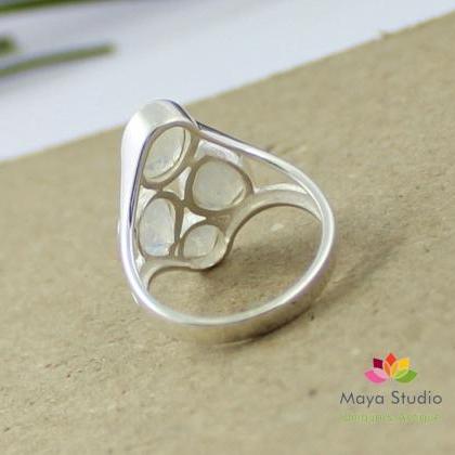 Exclusive Moonstone Ring,solid Sterling 925 Silver..