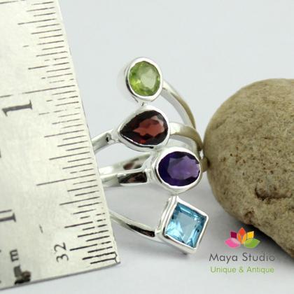 Multi Color Party Ring,peridot Swiss Blue Topaz..