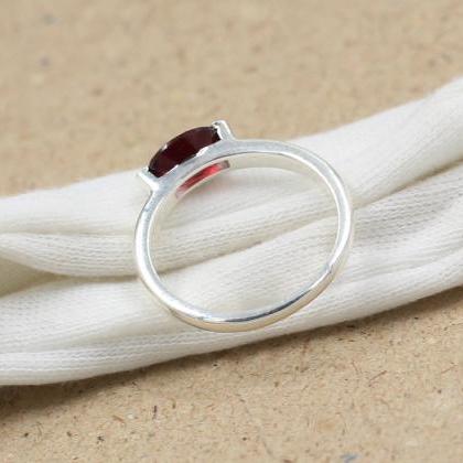 Sparkling Natural Red Garnet Ring,solid 925..