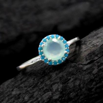 Lovely Nano Turquoise Chalcedony Ring,valentine..