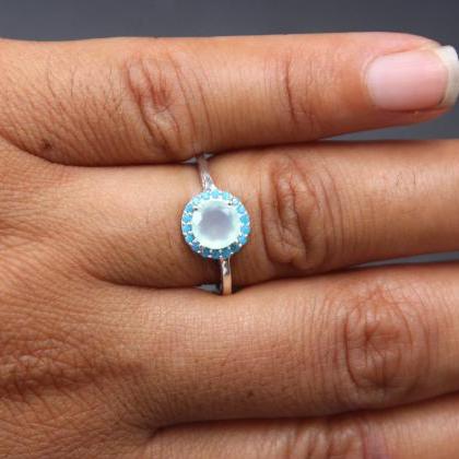 Lovely Nano Turquoise Chalcedony Ring,valentine..