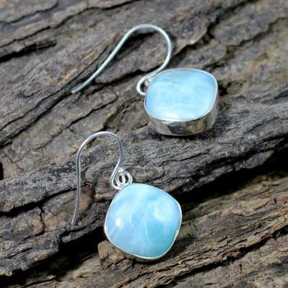 Dominican Larimar Earring,925 Sterling Silver..