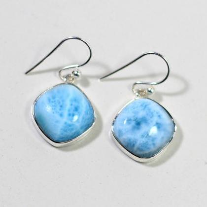 Dominican Larimar Earring,925 Sterling Silver..