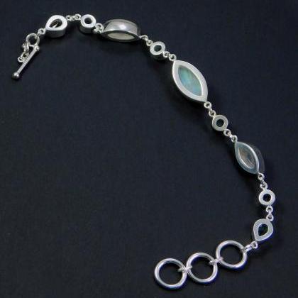 Gorgeous Moonstone Blue Topaz Bracelet,925..