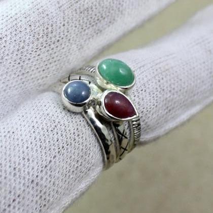 Real Ruby,emerald,sapphire Stacking..