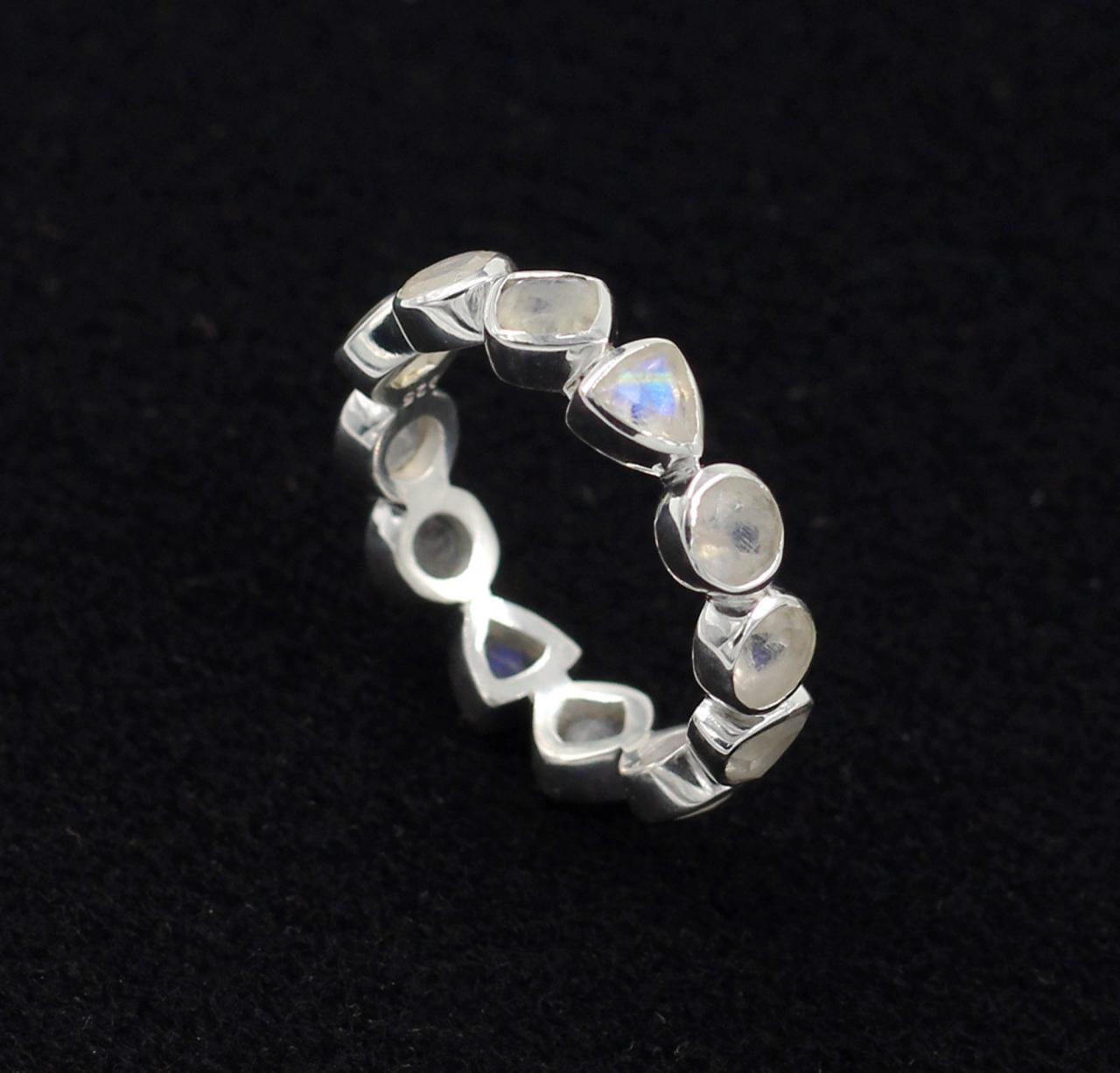 Rainbow Moonstone Eternity Ring,solid 925 Sterling Silver Gemstone Jewelry,handmade Moonstone Band,anniversary Wedding Band,mr1188