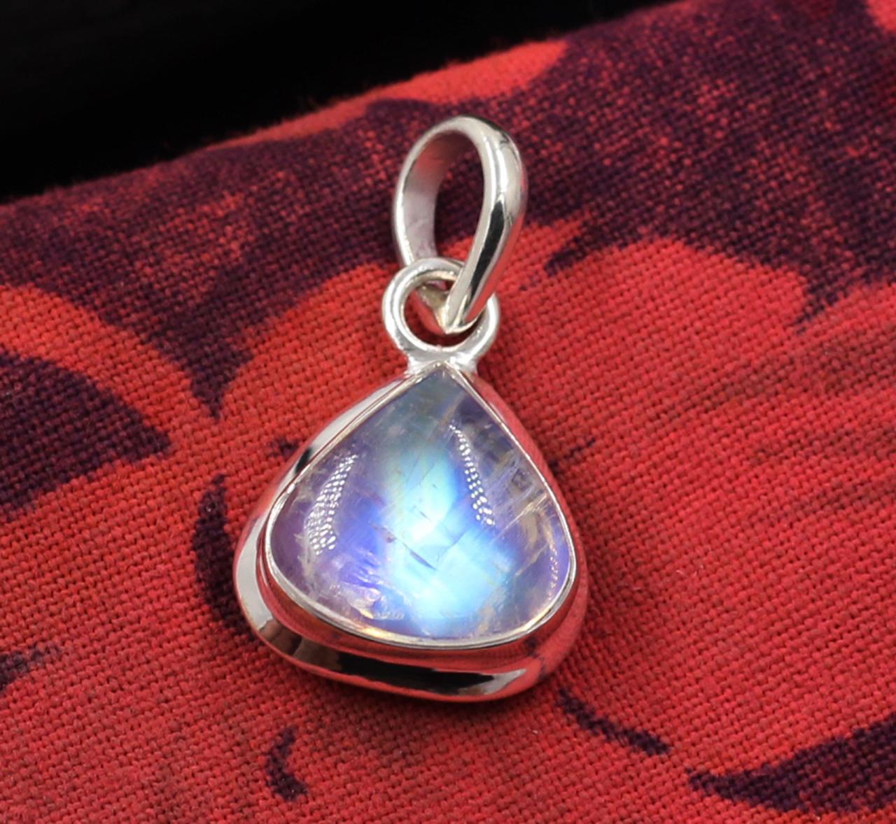 Gorgeous Moonstone Pendant,solid 925 Sterling Silver Jewelry,anniversary Gift,gift For Mom's Birthday,fire Rainbow Moonstone Slider