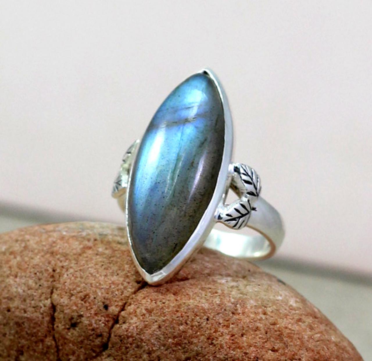 Labradorite Ring, Gemstone Ring, Wedding Ring, 925 Sterling Silver Ring, Marquise Ring, Handmade Designer Ring, Engagement Ring Jewelry