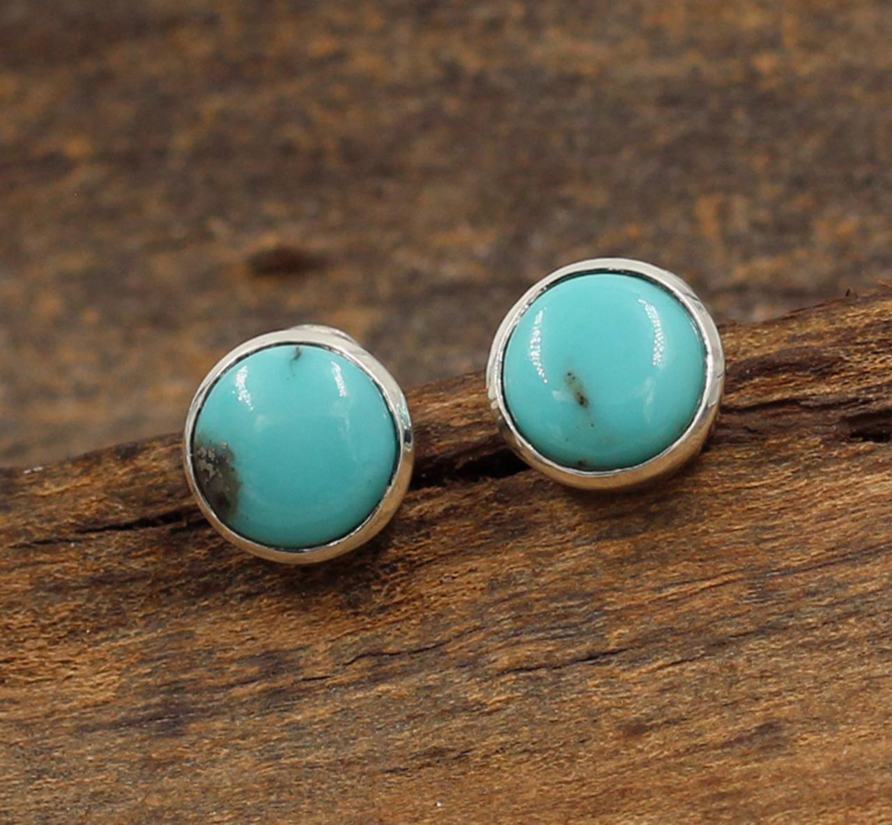 Novel American Turquoise Stud Earring,solid 925 Sterling Silver Handmade Jewelry,anniversary Gift,thanksgiving Present,my Christmas Present