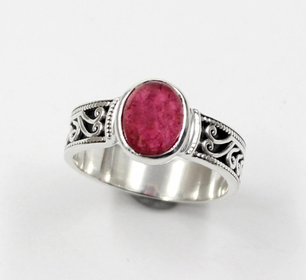 Beautiful Pink Tourmaline Ornate Ring,solid 925 Sterling Silver Jewelry,valentine Gift Ring,birthday Gift,anniversary Ring,my Christmas Gift