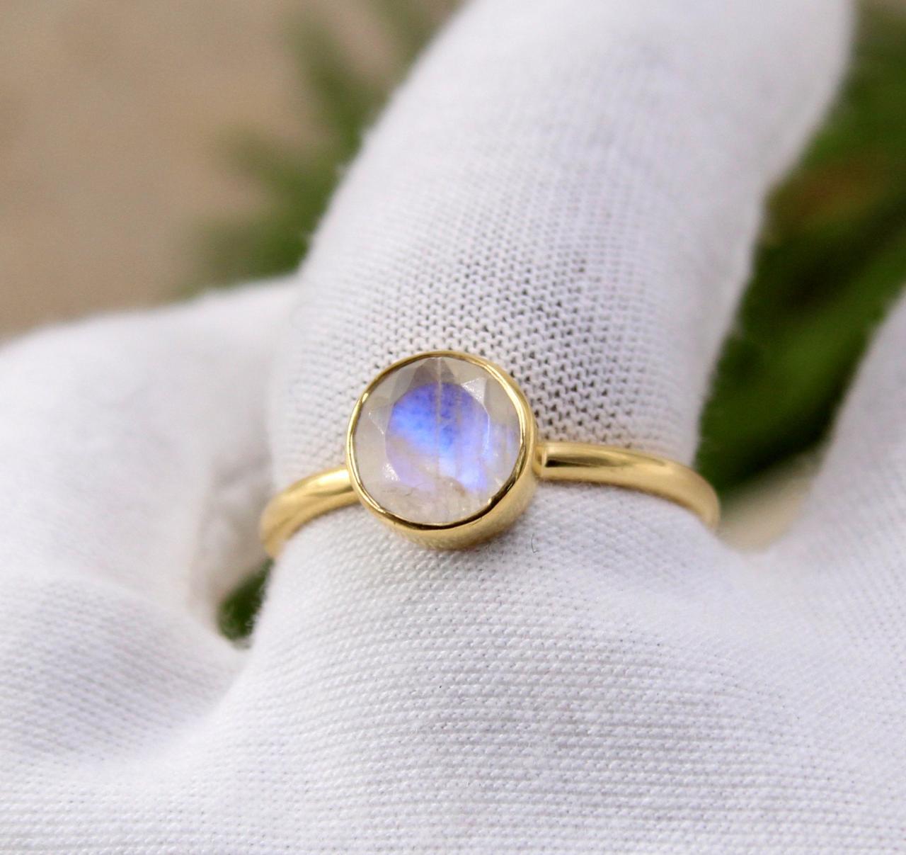 Moonstone Handmade Ring,solid 925 Sterling Silver Jewelry,healing Rainbow Moonstone Birthday Gift,baby Shower Gift For Friend