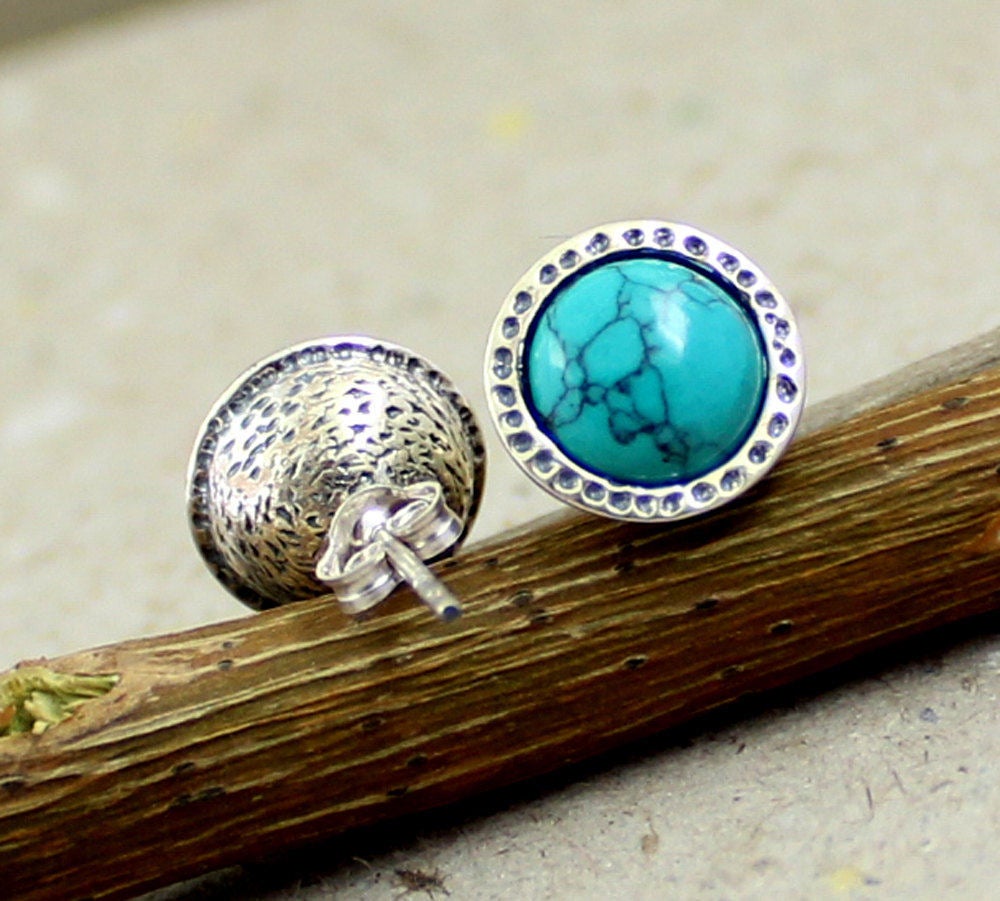 Casual Stud Post Earring,turquoise Gemstone 925 Sterling Silver Earring,earring For Your Daughter,gift For Sister,mom's Daily Wear