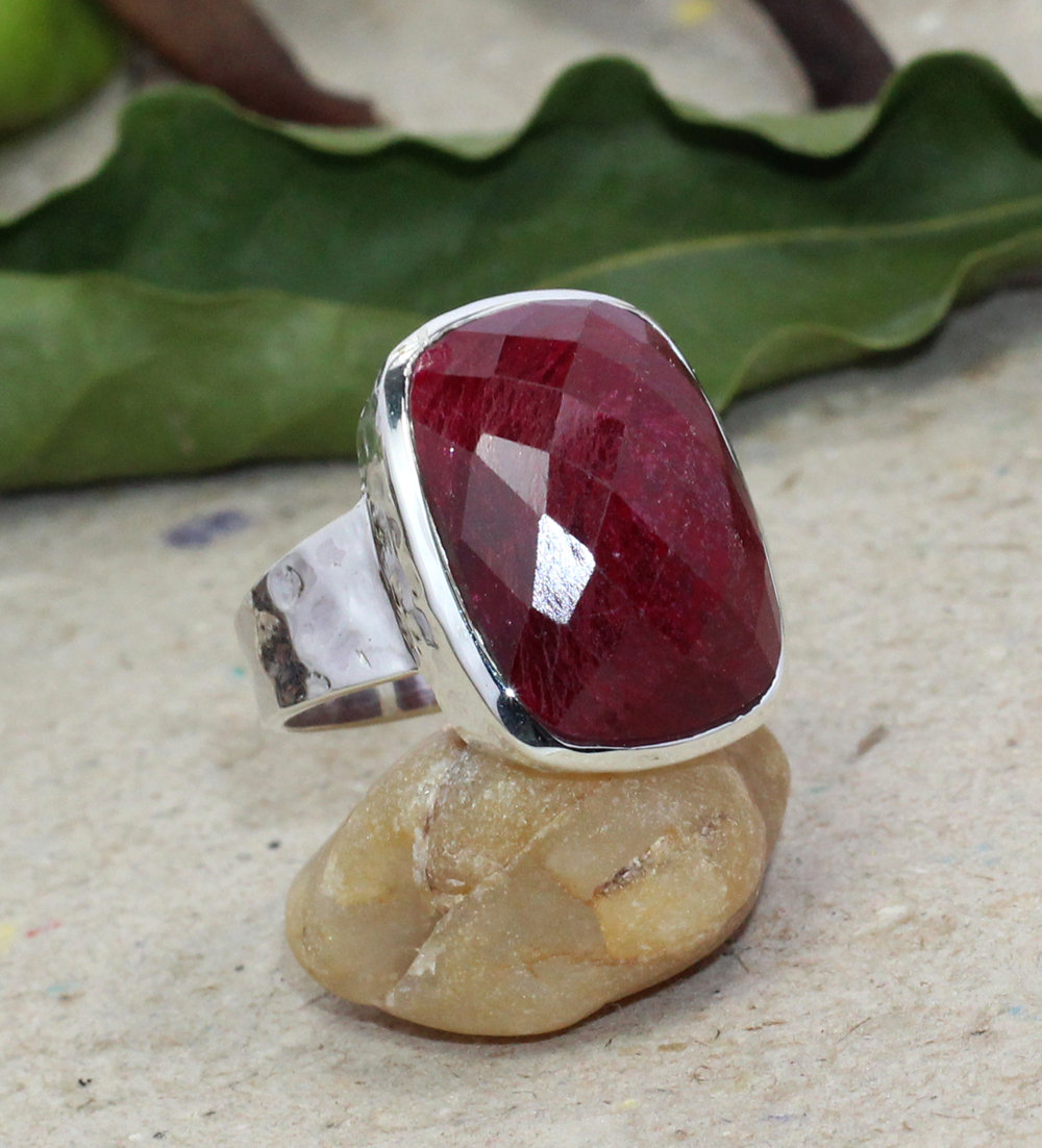 Bold Ruby Ring,anniversary Gift,925 Sterling Silver Ring,bridal Shower Gift,natural Red Corundum Jewelry,anniversary Ring,wedding Jewelry