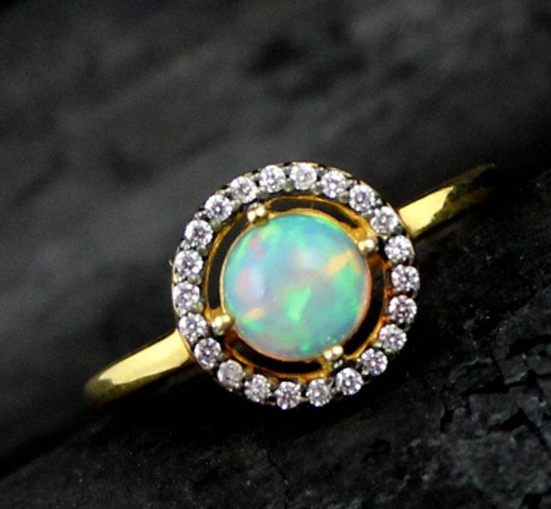 Beautiful Engagement Ring,natural Ethiopian Opal,anniversary Ring,925 Sterling Silver Jewelry,anniversary Gift,proposal Ring,ring For Myself