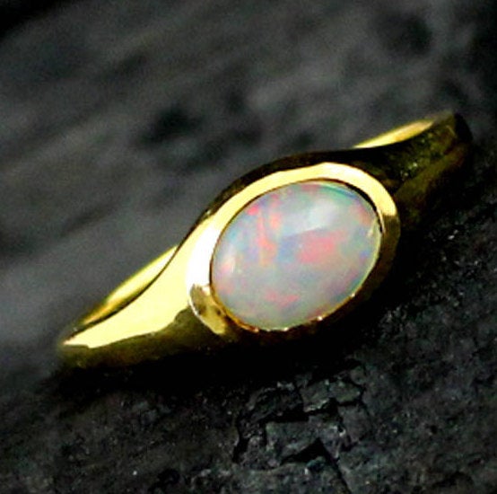 Solitaire Natural Ethiopian Opal Engagement Ring,solid 925 Sterling Silver Jewelry,promise Ring,anniversary Gift Ring,birthstone Ring Mr1214