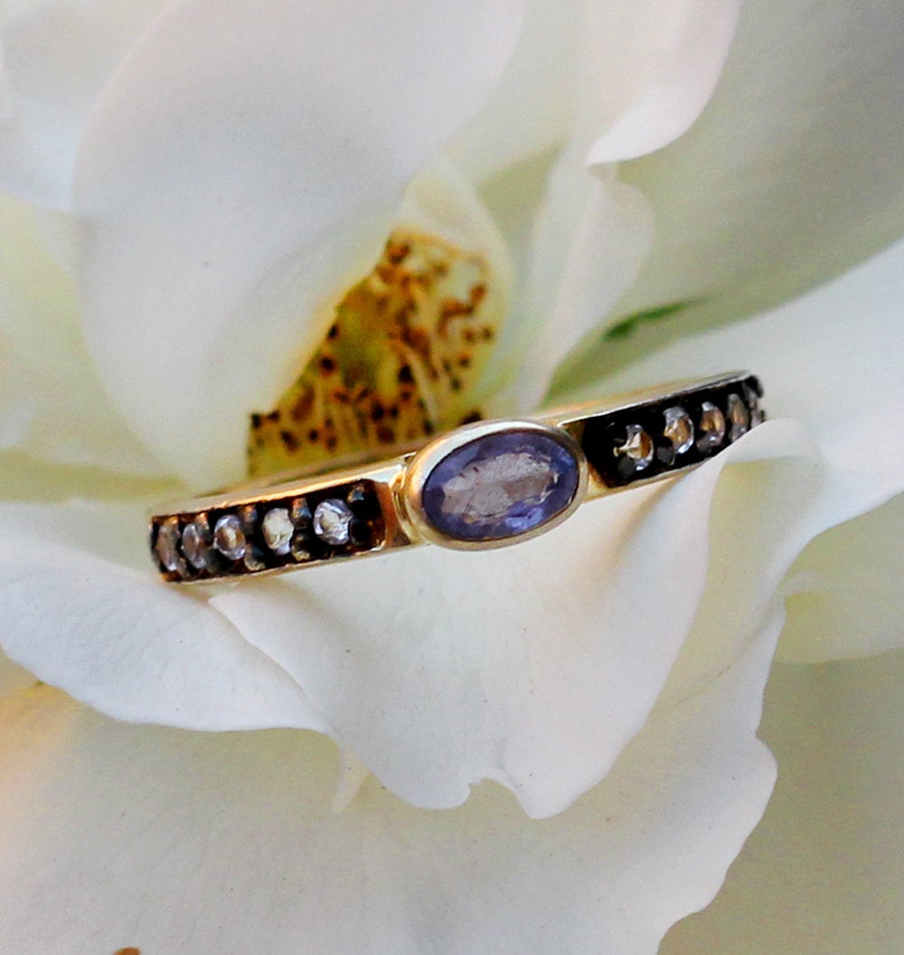 Lovely Cz Enhanced Tanzanite Ring,925 Sterling Silver Jewelry,stacking Ring,engagement Ring,anniversary Gift,gemstone Band,engagement Ring