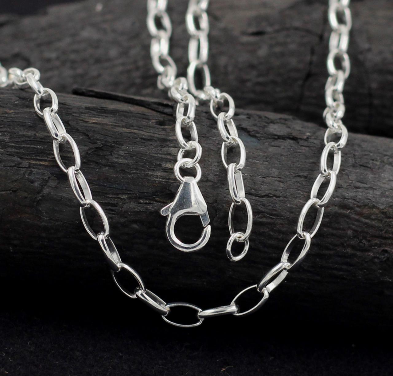 Plain Silver Chain Necklace,figaro & Oval Rolo Chain,solid 925 Sterling Silver Jewelry,daily Wear Chain,birthday Gift,baby Shower Gift
