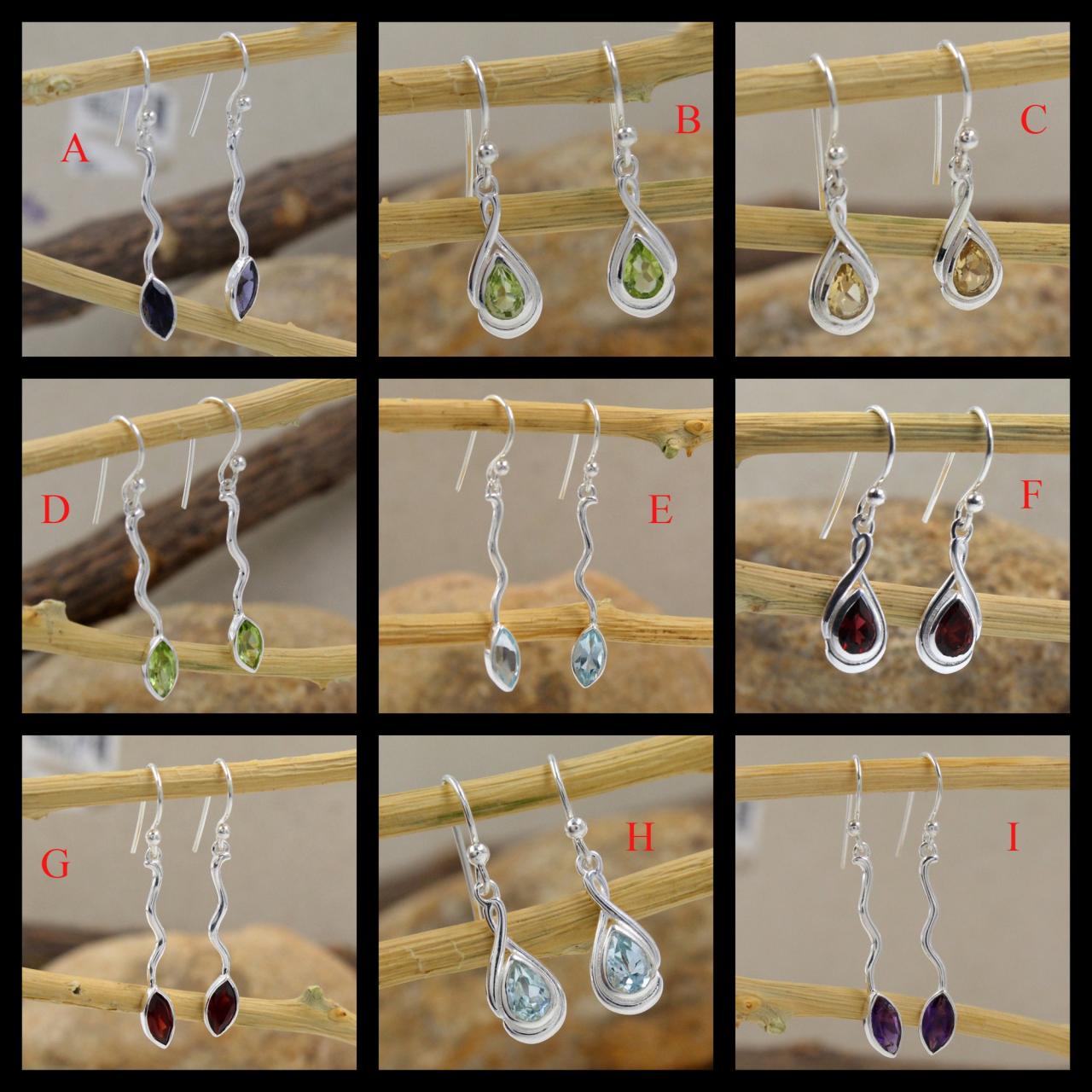 Multi Color Gemstone Drop Earring,solid 925 Sterling Silver Jewelry. Please Send Me A Note For Your Choice Of Earrings