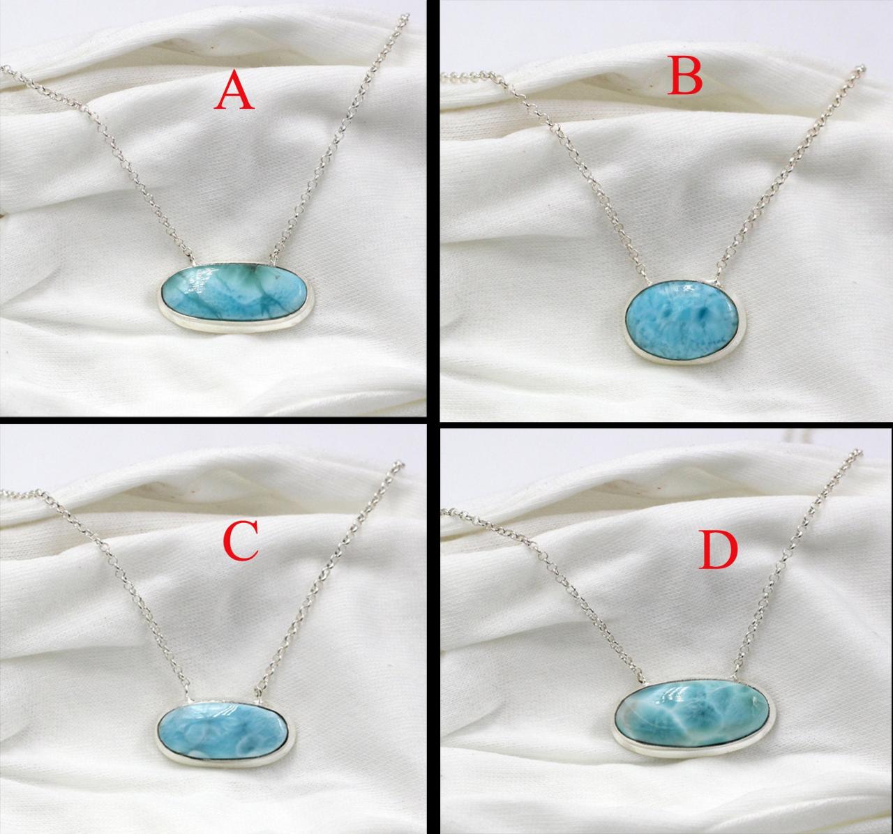Elegant Dominican Larimar Necklace,christmas Gift Chain Pendant,solid 925 Sterling Silver Jewelry,natural Gemstone,anniversary Gift Necklace