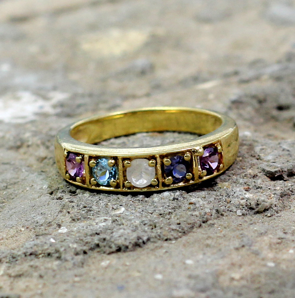 Gorgeous Five Gemstone Band,anniversary Ring,engagement Ring Band,925 Sterling Silver Jewelry,natural Gemstone Silver Ring,anniversary Ring