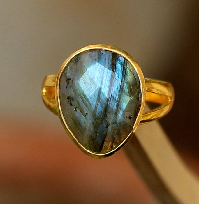 Prismatic Labradorite Ring,925 Solid Sterling Silver Jewelry,proposal Ring,birthday Gift,gemstone Handmade Gold Plated Silver Ring Gift