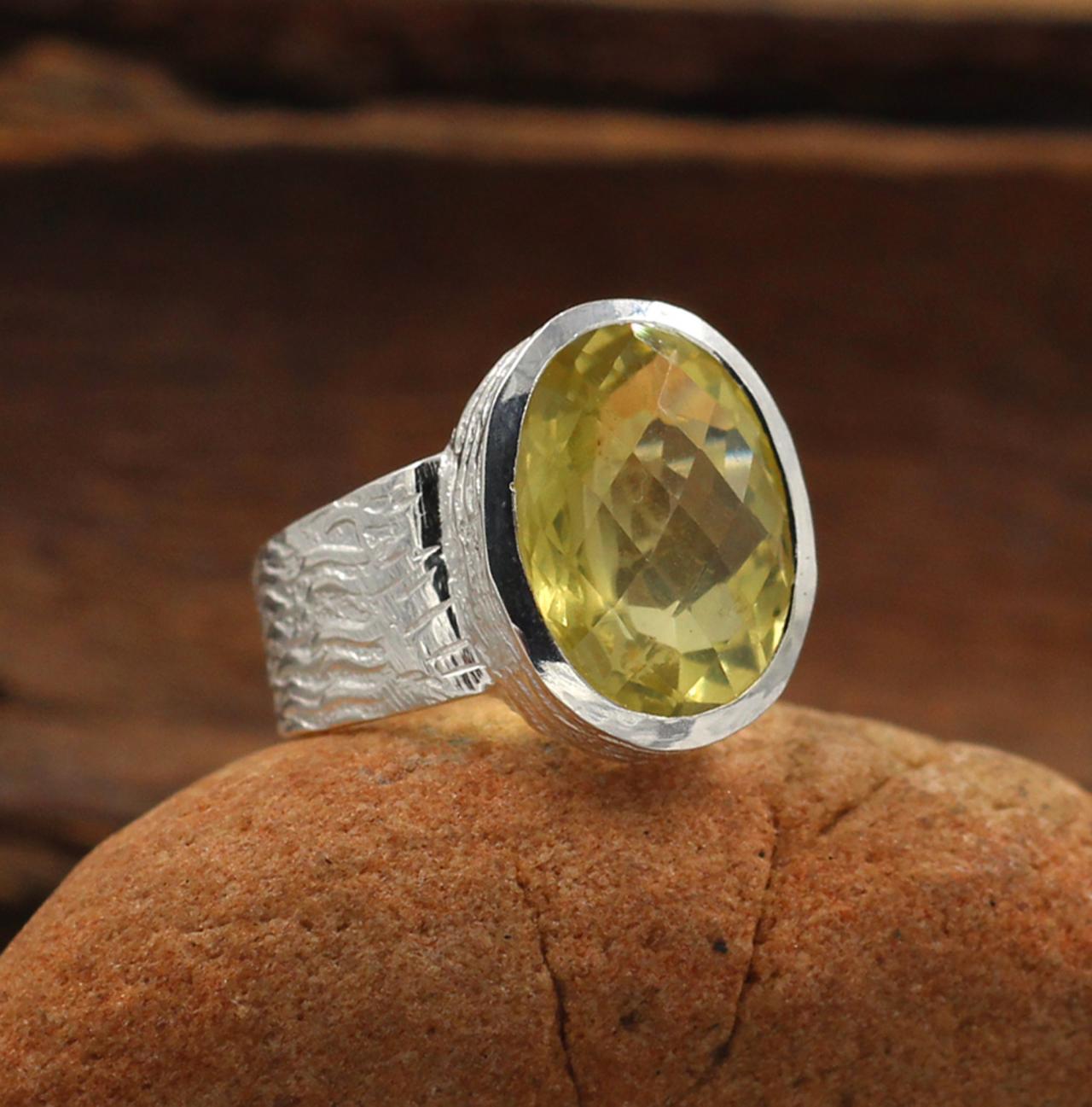 Lemon Quartz Gemstone Handmade Ring,solid 925 Sterling Silver Jewelry,engagement Ring,men's Women's Lemon Quartz Ring,mr1125