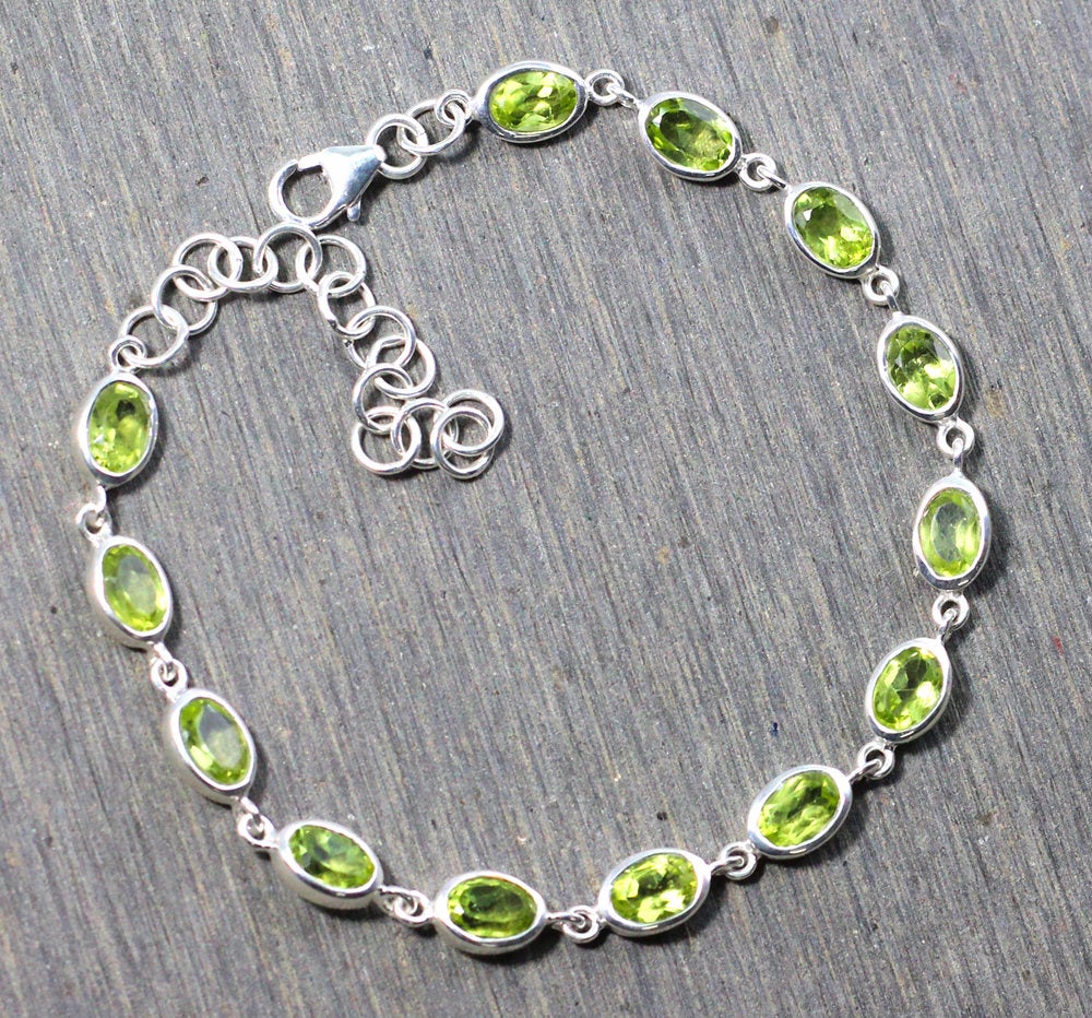 Natural Gemstones Bracelet,solid 925 Sterling Silver Peridot Jewelry,office Wear Bracelet,anniversary Gift,valentine Gift,proposal Gift