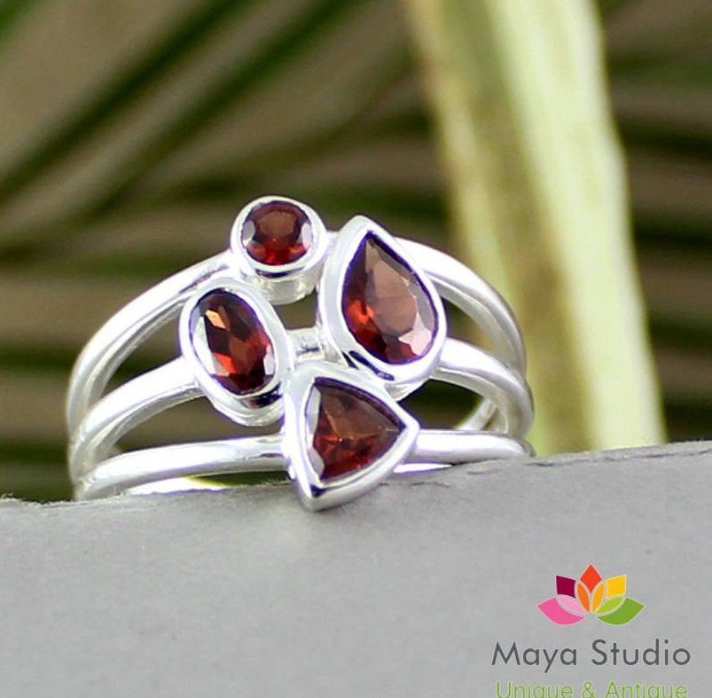 Delicate Red Garnet Ring,925 Sterling Silver Jewelry,promise Ring,friendship Ring,silver Ring Gift For Girl Friend,bride's Maid Gift